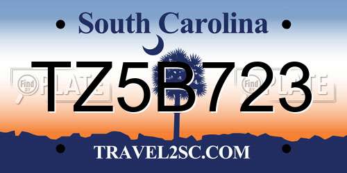 TZ5B723 South Carolina License Plate