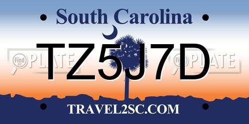 TZ5J7D South Carolina License Plate