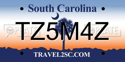 TZ5M4Z South Carolina License Plate