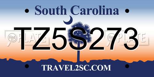 TZ5S273 South Carolina License Plate