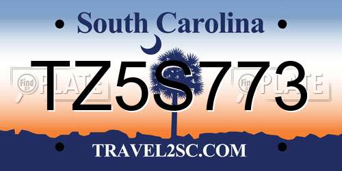 TZ5S773 South Carolina License Plate