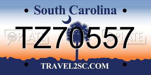 TZ70557 South Carolina License Plate