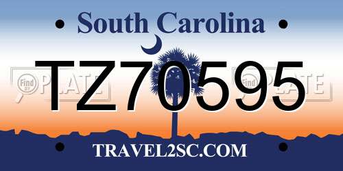 TZ70595 South Carolina License Plate