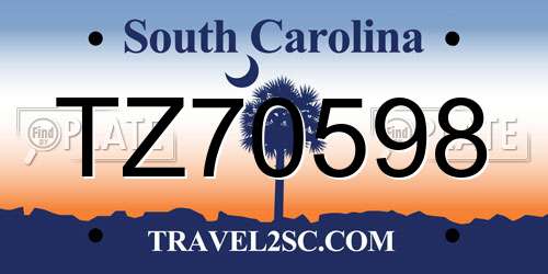 TZ70598 South Carolina License Plate