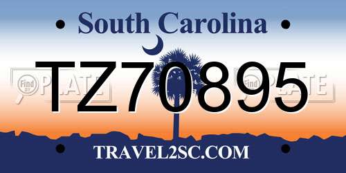 TZ70895 South Carolina License Plate