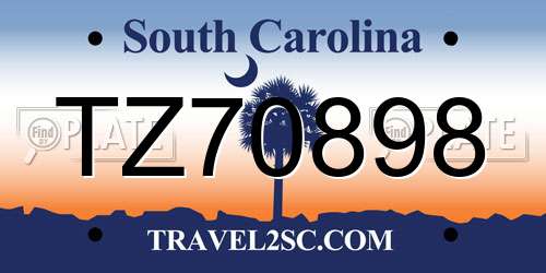 TZ70898 South Carolina License Plate