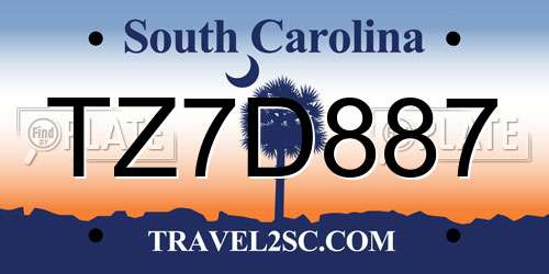 TZ7D887 South Carolina License Plate