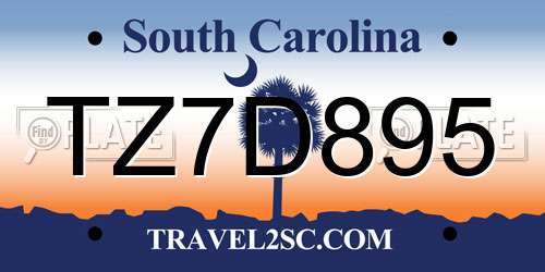 TZ7D895 South Carolina License Plate