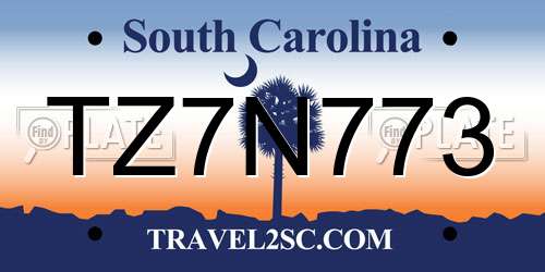TZ7N773 South Carolina License Plate