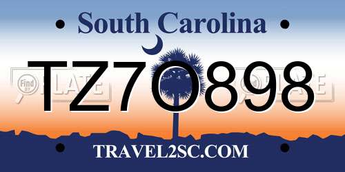 TZ7O898 South Carolina License Plate