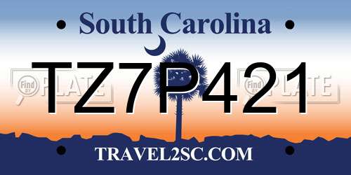 TZ7P421 South Carolina License Plate