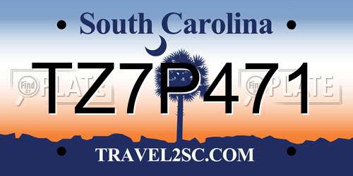 TZ7P471 South Carolina License Plate