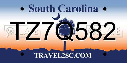 TZ7Q582 South Carolina License Plate