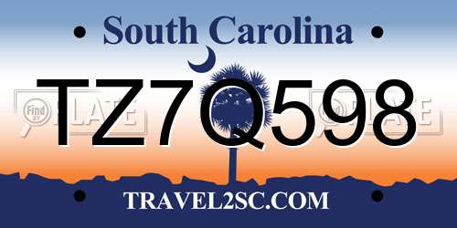 TZ7Q598 South Carolina License Plate