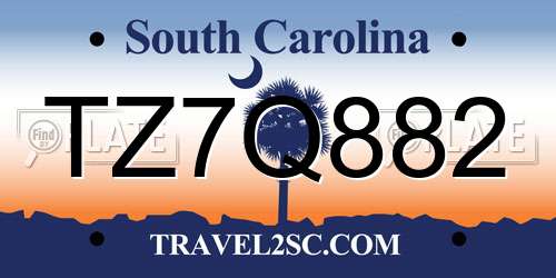TZ7Q882 South Carolina License Plate
