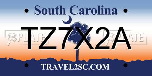 TZ7X2A South Carolina License Plate