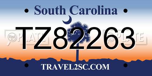 TZ82263 South Carolina License Plate