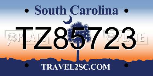 TZ85723 South Carolina License Plate