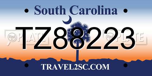 TZ88223 South Carolina License Plate