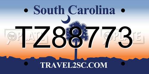 TZ88773 South Carolina License Plate