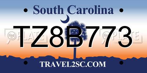TZ8B773 South Carolina License Plate