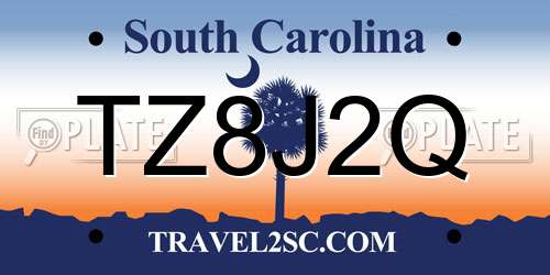 TZ8J2Q South Carolina License Plate
