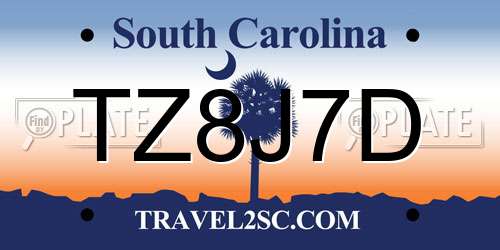 TZ8J7D South Carolina License Plate