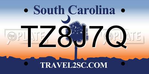 TZ8J7Q South Carolina License Plate