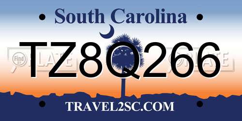 TZ8Q266 South Carolina License Plate