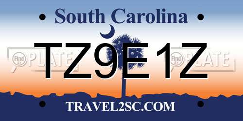 TZ9E1Z South Carolina License Plate