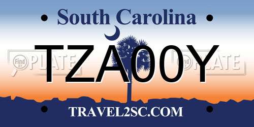 TZA00Y South Carolina License Plate