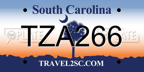 TZA266 South Carolina License Plate