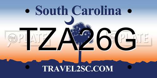 TZA26G South Carolina License Plate