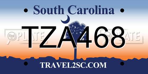 TZA468 South Carolina License Plate