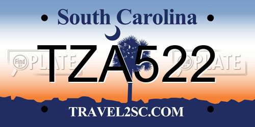TZA522 South Carolina License Plate