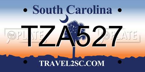 TZA527 South Carolina License Plate