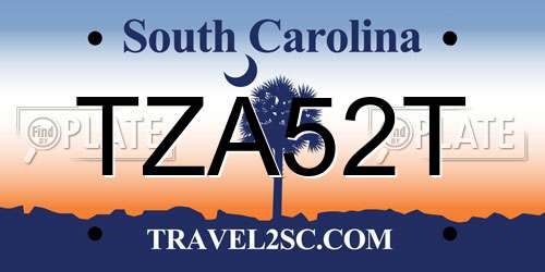 TZA52T South Carolina License Plate