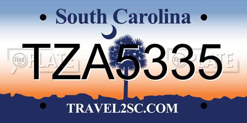 TZA5335 South Carolina License Plate