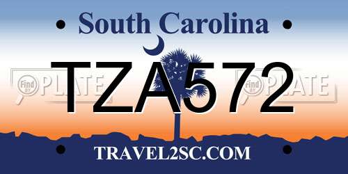 TZA572 South Carolina License Plate
