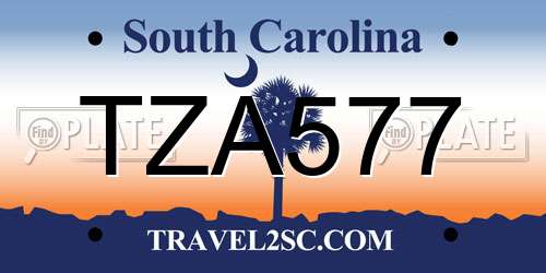 TZA577 South Carolina License Plate
