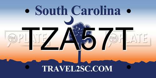 TZA57T South Carolina License Plate