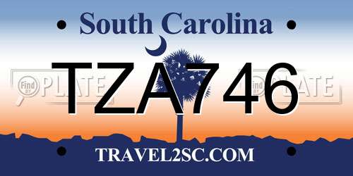 TZA746 South Carolina License Plate