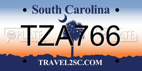 TZA766 South Carolina License Plate