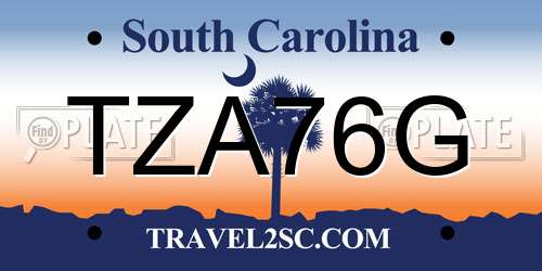 TZA76G South Carolina License Plate