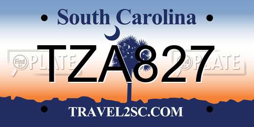 TZA827 South Carolina License Plate