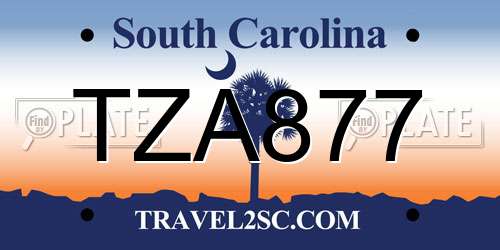 TZA877 South Carolina License Plate