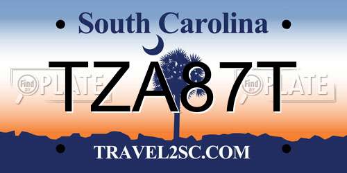 TZA87T South Carolina License Plate