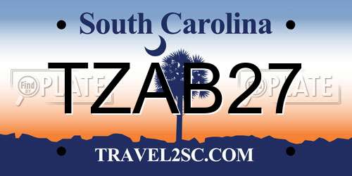 TZAB27 South Carolina License Plate