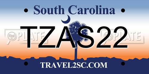TZAS22 South Carolina License Plate