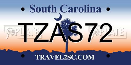 TZAS72 South Carolina License Plate